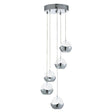 Searchlight Iceball LED Chrome 5 Light Pendant Glass Shades - Comet Lighting