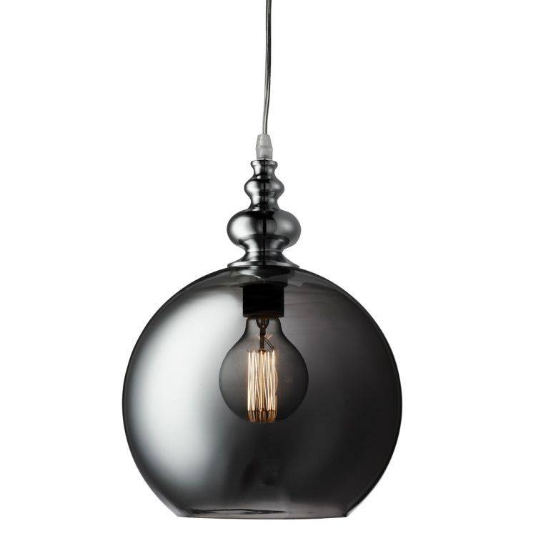 Searchlight Indiana Chrome Globe Pendant Light Glass - Comet Lighting