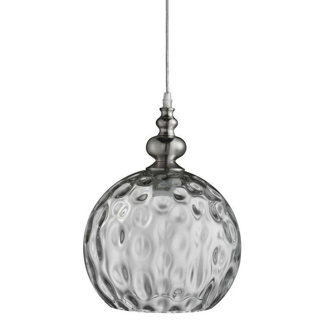 Searchlight Indiana Silver Globe Pendant Light Glass Shade - Comet Lighting