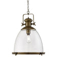 Searchlight Industrial Brass Pendant Light Glass Shade - Comet Lighting