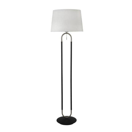 Searchlight Jazz Floor Lamp - Satin Silver| Black & White Velvet Shade - Comet Lighting