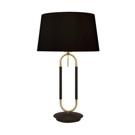 Searchlight Jazz Table Lamp - Satin Brass| Black & Black Velvet Shade - Comet Lighting