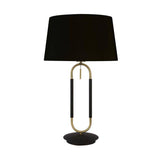 Searchlight Jazz Table Lamp - Satin Brass| Black & Black Velvet Shade - Comet Lighting