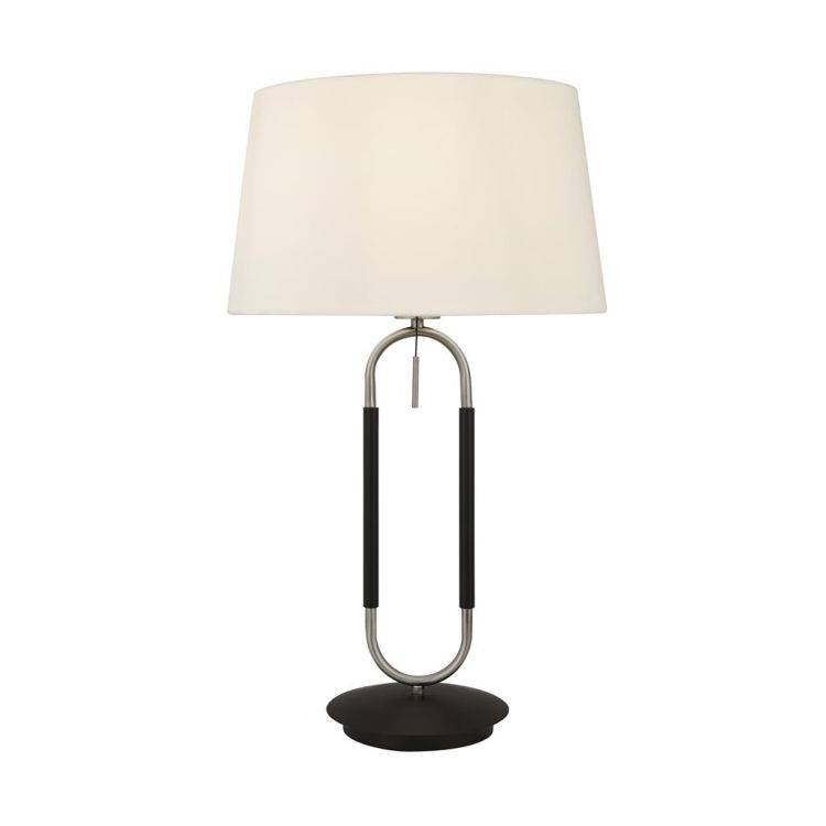 Searchlight Jazz Table Lamp - Satin Silver| Black & White Velvet Shade - Comet Lighting