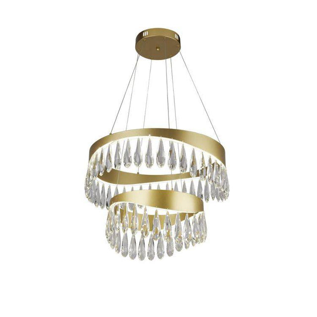 Searchlight Jewel LED 2 Tier Ceiling Pendant - Gold & Crystal - Comet Lighting