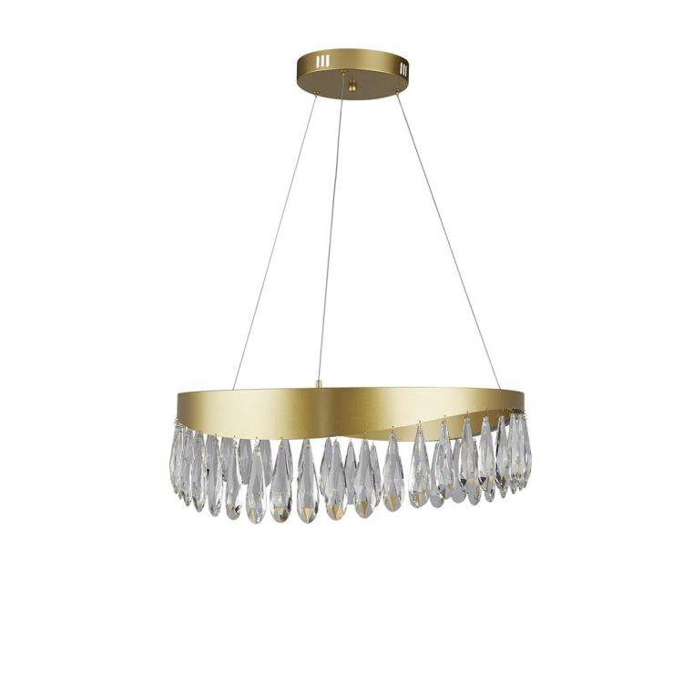 Searchlight Jewel LED Ceiling Pendant - Gold & Crystal - Comet Lighting