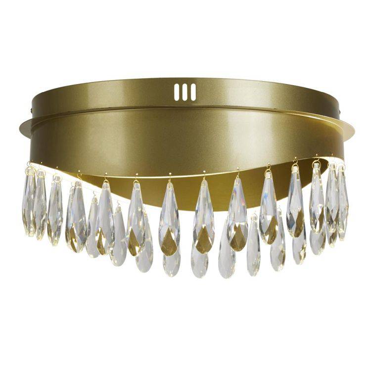 Searchlight Jewel LED Flush Ceiling Light - Gold & Crystal - Comet Lighting