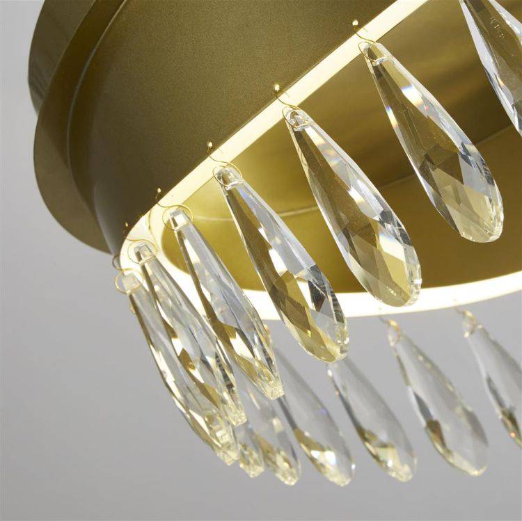 Searchlight Jewel LED Flush Ceiling Light - Gold & Crystal - Comet Lighting