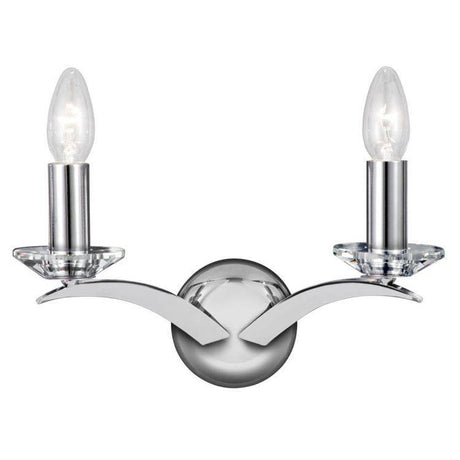 Searchlight Kensington Chrome 2 Light Wall Bracket Glass - Comet Lighting