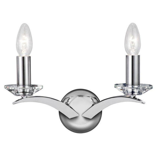 Searchlight Kensington Chrome 2 Light Wall Bracket Glass - Comet Lighting