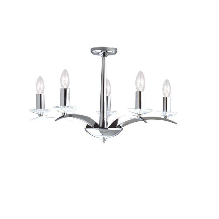 Searchlight Kensington Chrome 5 Light Fitting Cut Glass - Comet Lighting