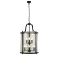 Searchlight Lantern Grande 8Lt Ceiling Pendant - Black & Clear Glass - Comet Lighting