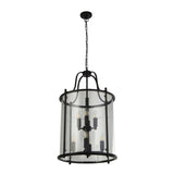 Searchlight Lantern Grande 8Lt Ceiling Pendant - Black & Clear Glass - Comet Lighting