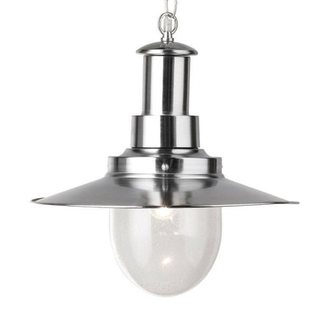 Searchlight Large Fisherman Silver Ceiling Light Seeded Glass Shade - Comet Lighting