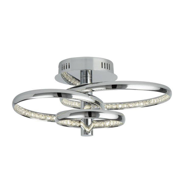 Searchlight LED 3 Ring Ceiling Flush Chrome Crystal - Comet Lighting