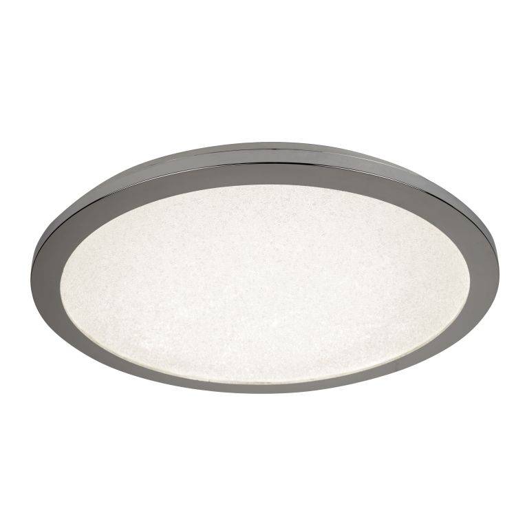 Searchlight LED Flush Ceiling Light| Dia 30cm| Chrome And Crystal Sand| IP44 - Comet Lighting