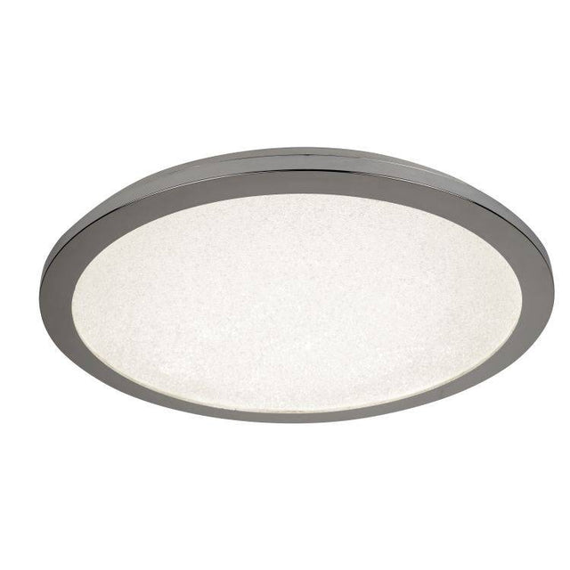 Searchlight LED Flush Ceiling Light| Dia 60cm| Chrome And Crystal Sand| IP44 - Comet Lighting