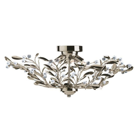 Searchlight Lima Brass 6 Light Semi Flush Crystal Glass Decoration - Comet Lighting