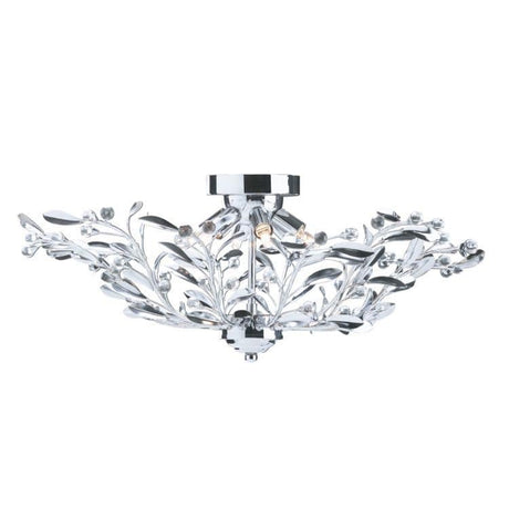 Searchlight Lima Chrome 6 Light Semi Flush Crystal Glass Decoration - Comet Lighting