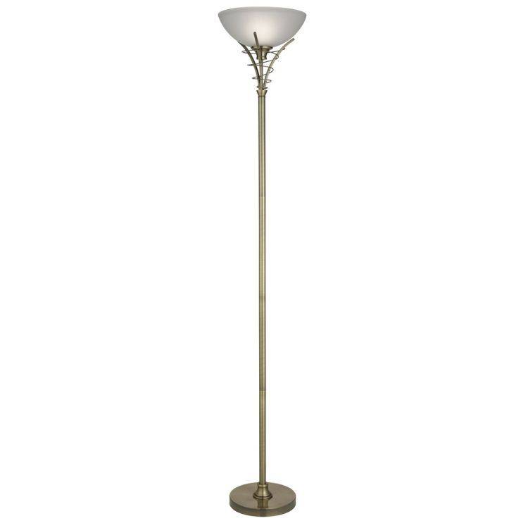 Searchlight Linea Brass Floor Lamp Centre Dome Glass - Comet Lighting