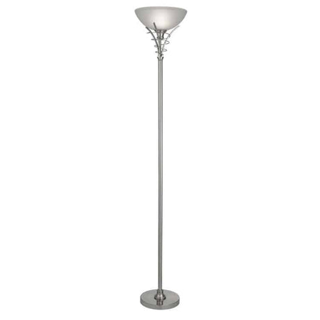 Searchlight Linea Silver Floor Lamp Centre Dome Glass - Comet Lighting