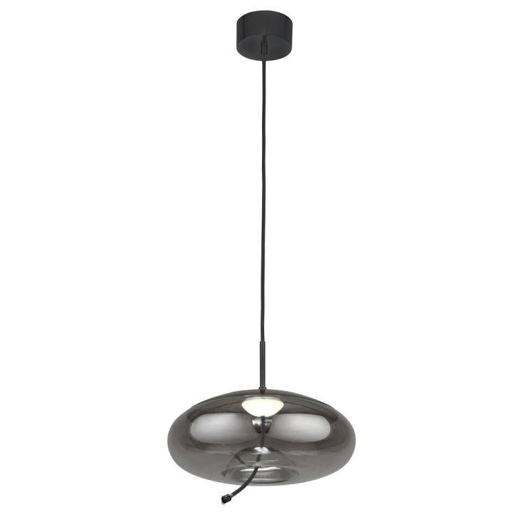 Searchlight Lisbon LED Ceiling Pendant - Black Metal & Smoked Glass (A) - Comet Lighting