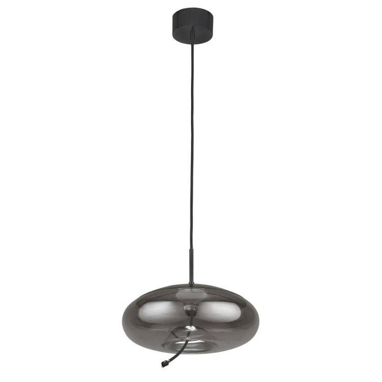 Searchlight Lisbon LED Ceiling Pendant - Black Metal & Smoked Glass (A) - Comet Lighting