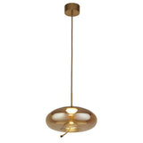 Searchlight Lisbon LED Ceiling Pendant - Satin Brass & Amber Glass (A) - Comet Lighting