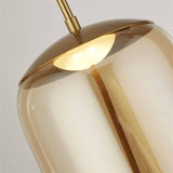 Searchlight Lisbon LED Ceiling Pendant - Satin Brass & Amber Glass (B) - Comet Lighting