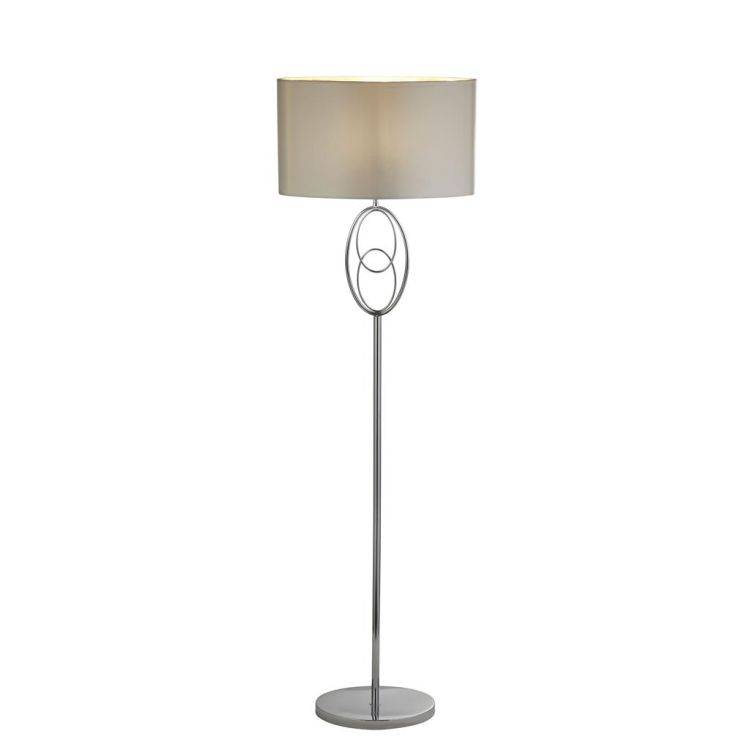 Searchlight Loopy Floor Lamp - Chrome With Faux Silk Shade - Comet Lighting