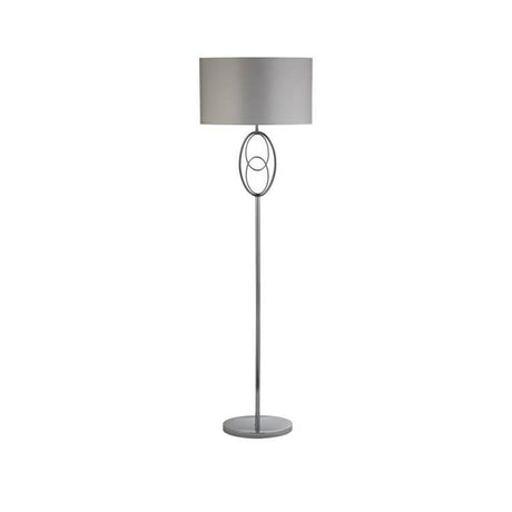 Searchlight Loopy Floor Lamp - Chrome With Faux Silk Shade - Comet Lighting