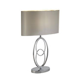 Searchlight Loopy Table Lamp - Chrome With Faux Silk Shade - Comet Lighting