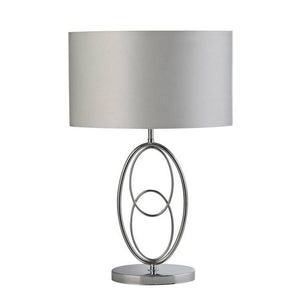 Searchlight Loopy Table Lamp - Chrome With Faux Silk Shade - Comet Lighting