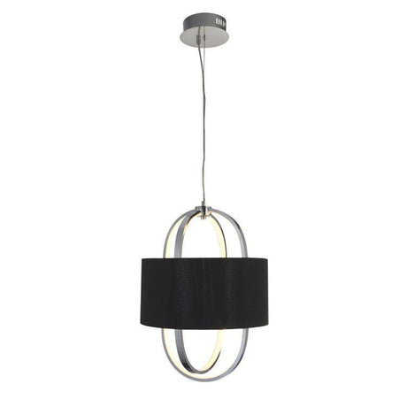 Searchlight Madrid LED Ceiling Pendant -Chrome & Opal| Black Shade - Comet Lighting