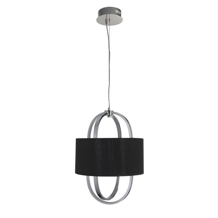 Searchlight Madrid LED Ceiling Pendant -Chrome & Opal| Black Shade - Comet Lighting