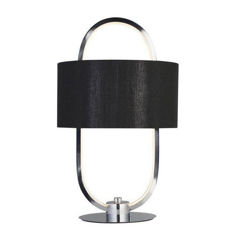 Searchlight Madrid LED Table Lamp - Chrome & Opal| Black Shade - Comet Lighting