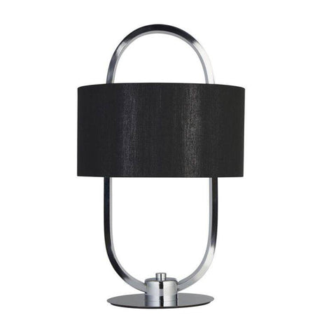 Searchlight Madrid LED Table Lamp - Chrome & Opal| Black Shade - Comet Lighting