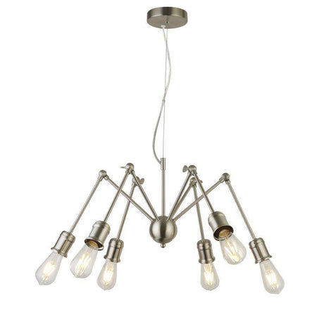 Searchlight Mantis 6Lt Pendant - Satin Silver - Comet Lighting