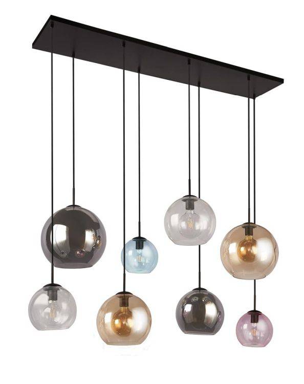 Searchlight Mardi Gras II 8Lt Multi-Drop - Multi Coloured Glass Shades - Comet Lighting