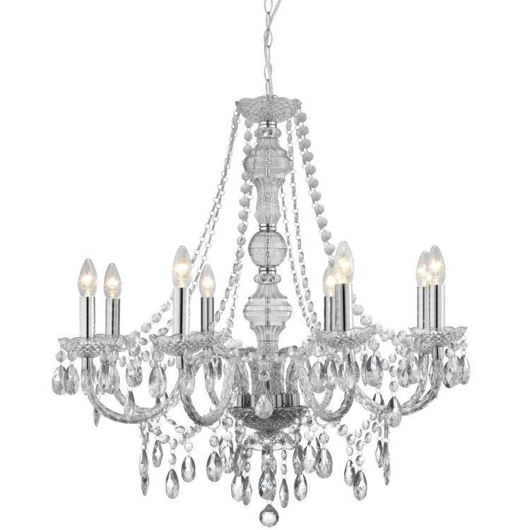 Searchlight Marie Therese 8 Light Chandelier Crystal Drops - Comet Lighting