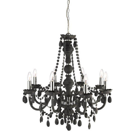 Searchlight Marie Therese 8Lt Chandelier Crystal Drops| Light Grey - Comet Lighting