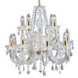 Searchlight Marie Therese Brass 12 Light Chandelier Crystal Drops - Comet Lighting