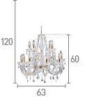 Searchlight Marie Therese Brass 12 Light Chandelier Crystal Drops - Comet Lighting