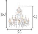 Searchlight Marie Therese Brass 18 Light Chandelier Crystal Drops - Comet Lighting