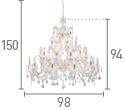 Searchlight Marie Therese Brass 30 Light Chandelier Crystal Drops - Comet Lighting