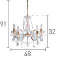 Searchlight Marie Therese Brass 5 Light Chandelier Crystal Drops - Comet Lighting