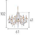 Searchlight Marie Therese Brass 8 Light Chandelier Crystal Drops - Comet Lighting