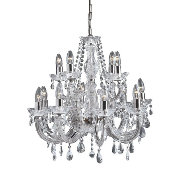 Searchlight Marie Therese Chrome 12 Light Chandelier - Comet Lighting