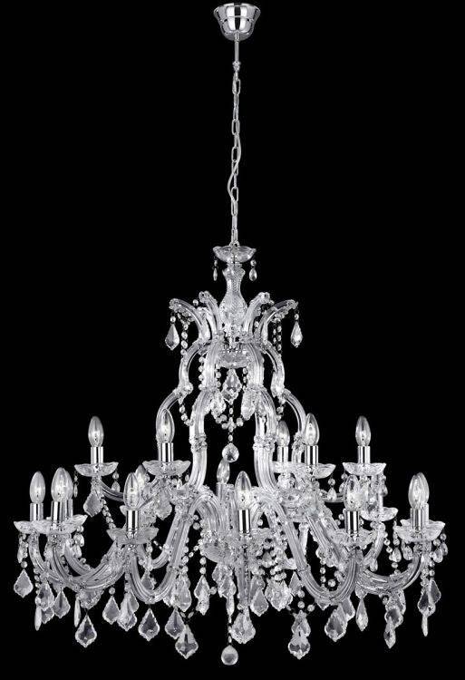 Searchlight Marie Therese Chrome 18 Light Chandelier Crystal Drops - Comet Lighting