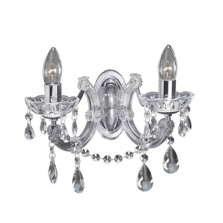 Searchlight Marie Therese Chrome 2 Light Wall Bracket Crystal - Comet Lighting